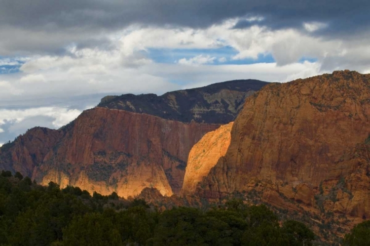 Picture of USA, UTAH, ZION NP LATE LIGHT ON KOLOB CANYON