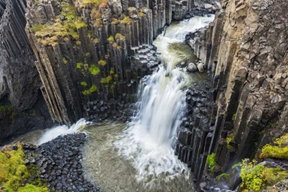 Picture of ICELAND, WATERFALL AND BASALT COLUMNS