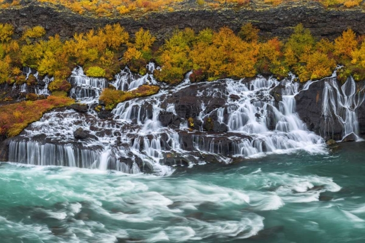 Picture of ICELAND, HRAUNFOSSAR AUTUMN WATERFALLS