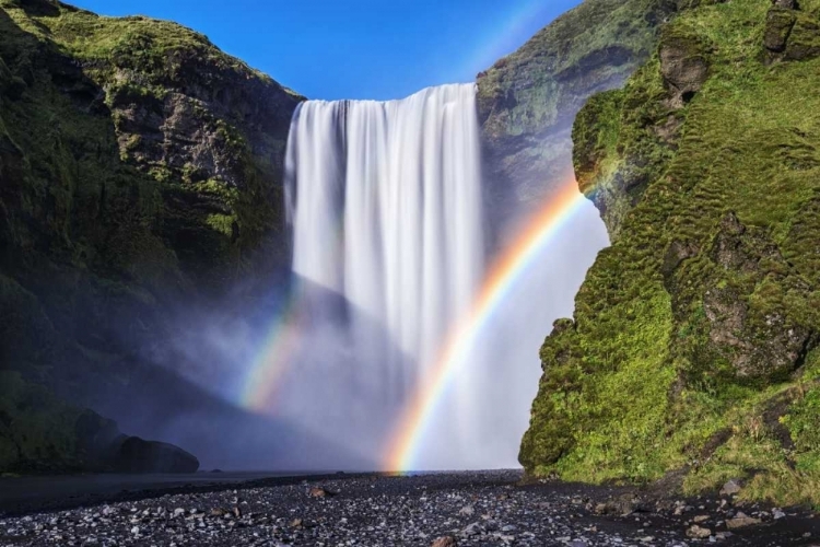 Picture of ICELAND, SKOGAFOSS WATERFALL AND RAINBOW