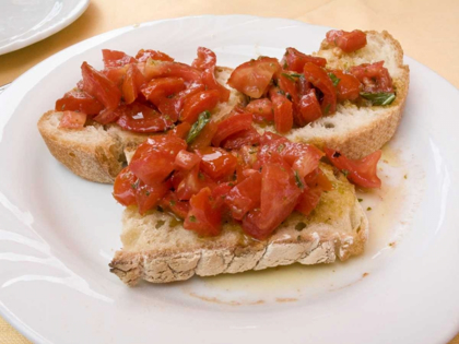 Picture of ITALY, POSITANO DISPLAY PLATE OF BRUSCHETTA