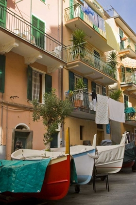 Picture of ITALY, MANAROLA BOATS STORED ON THE STREETS