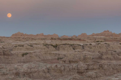 Picture of USA, SOUTH DAKOTA MOONRISE IN BADLANDS NP