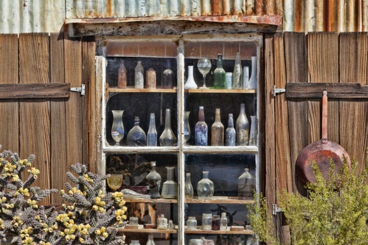 Picture of CA, RANDSBURG BOTTLES IN WINDOW OF A STORE