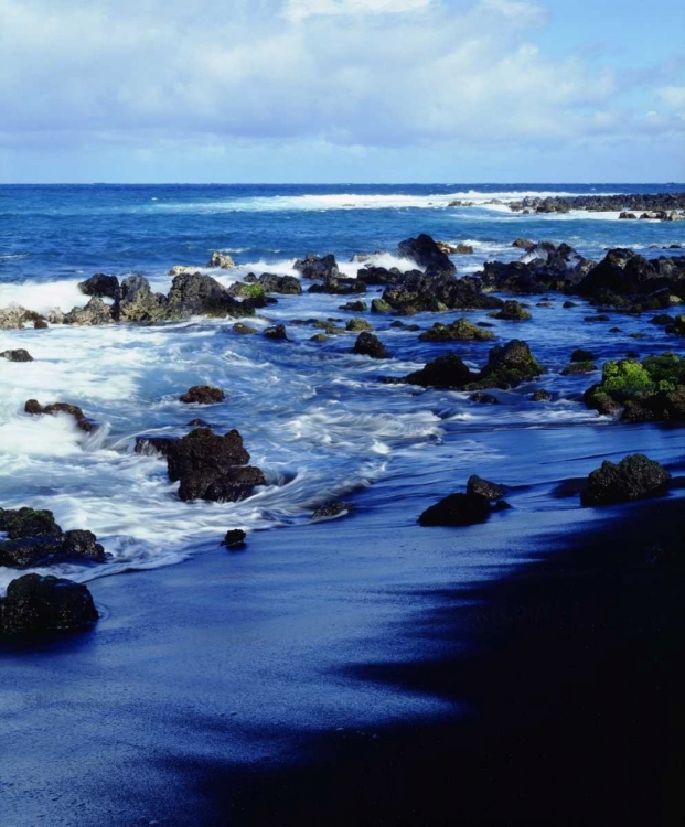 Picture of HAWAII WAVES BREAKING ON A BLACK SAND BEACH