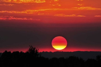 Picture of USA, OREGON, PORTLAND VIVID RED SUNSET