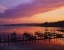 Picture of NH, SUNRISE OVER LAKE WINNIPESAUKEE DOCK