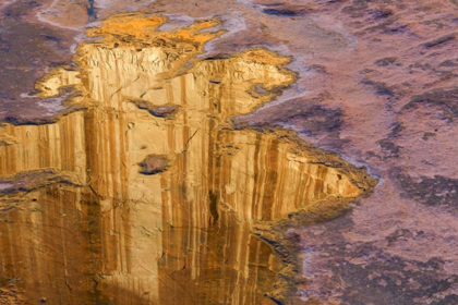 Picture of UTAH, GLEN CANYON POOL OF WATER REFLECTS A CLIFF