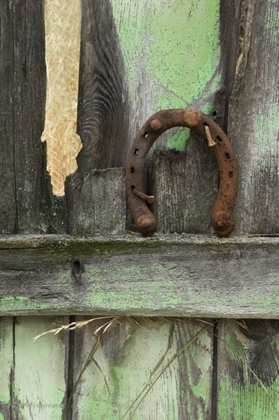 Picture of MONTANA HORSESHOE ON OLD FENCE OF A HOMESTEAD