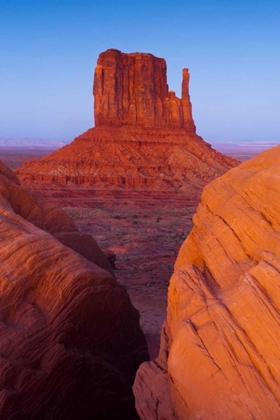 Picture of UT, SUNSET ON MITTEN BUTTES AT MONUMENT VALLEY