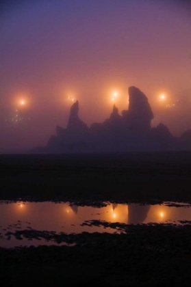 Picture of OR, BRANDON CITY LIGHTS SILHOUETTE SEA STACKS