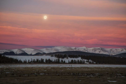 Picture of CO, FULL MOON AND ALPENGLOW ABOVE MOSQUITO RANGE
