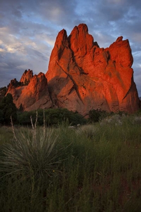 Picture of CO, COLORADO SPRINGS SUNRISE ON SANDSTONE CLIFF