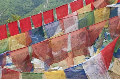 Picture of ASIA, BHUTAN, THIMPHU COLORFUL PRAYER FLAGS