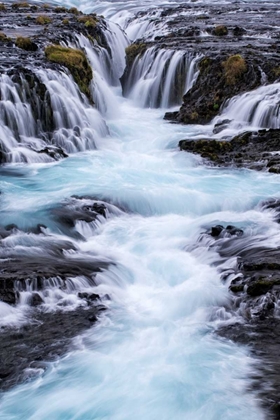 Picture of ICELAND, BRUARFOSS WATERFALLS FLOW INTO RIVER