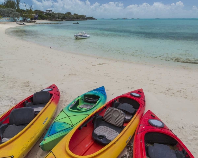 Picture of BAHAMAS, EXUMA ISLAND KAYAKS ON BEACH