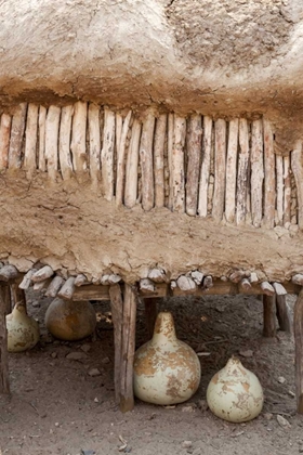 Picture of NAMIBIA, OPUWO GOURDS UNDER FOOD STORAGE HUT