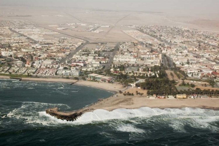 Picture of NAMIBIA, SWAKOPMUND AERIAL CITYSCAPE AND BAY