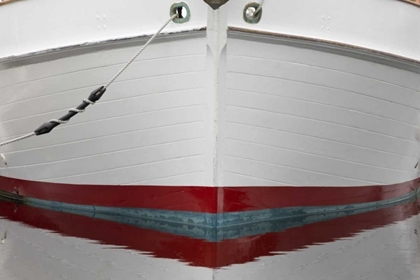 Picture of ALASKA, HOONAH BOW OF A BOAT REFLECTS IN WATER