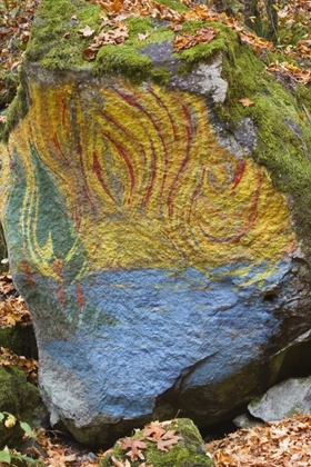Picture of OREGON, LAKE CREEK CLOSE-UP OF PAINTED BOULDER