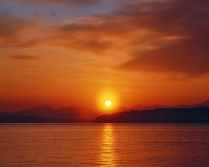 Picture of SUNSET OVER THE OLYMPIC MOUNTAINS, WA, USA