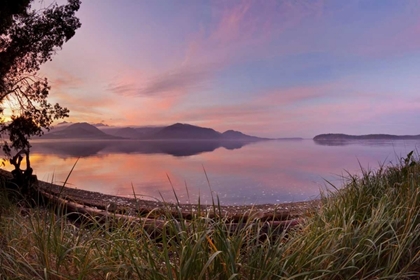 Picture of WA, SEABECK FISHEYE VIEW OF SUNSET ON HOOD CANAL