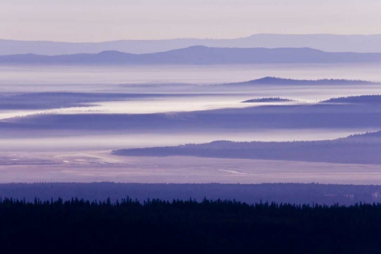 Picture of OR, CRATER LAKE NP PURPLE HAZE HANGS OVER VALLEY