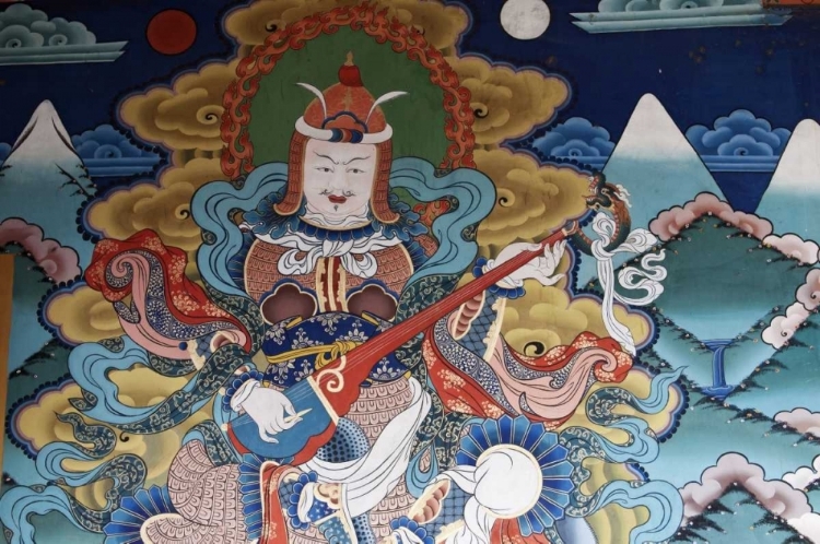 Picture of BHUTAN, PUNAKHA MURALS IN PUNAKHA DZONG TEMPLE