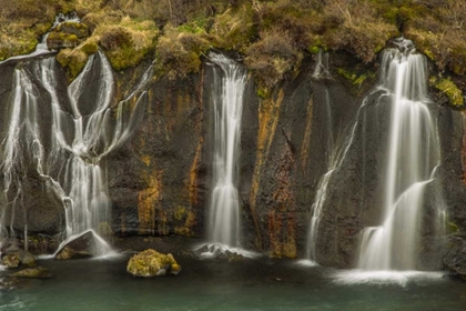Picture of ICELAND, HRAUNFOSSAR WATERFALLS FLOWS OVER ROCKS