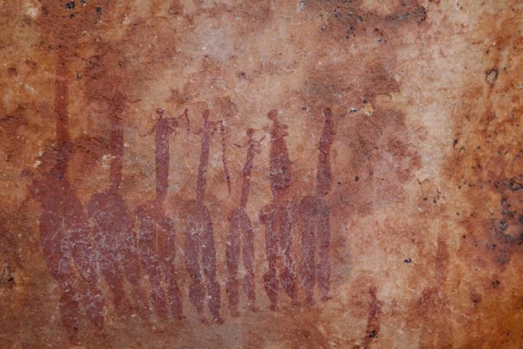 Picture of SOUTH AFRICA ROCK PAINTING OF DANCING LADIES