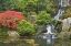 Picture of OREGON, PORTLAND WATERFALL FLOWS INTO KOI POND