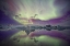 Picture of ICELAND, JOKULSARLON AURORA LIGHTS OVER A LAGOON