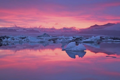 Picture of ICELAND, HOFN SUNSET OVER THE JOKULSARLON LAGOON