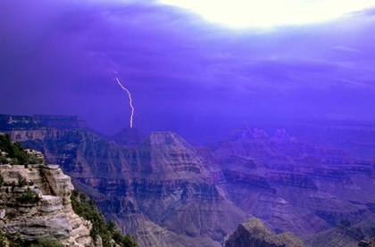 Picture of AZ, GRAND CANYON, LIGHTNING STORM OVER THE CANYON
