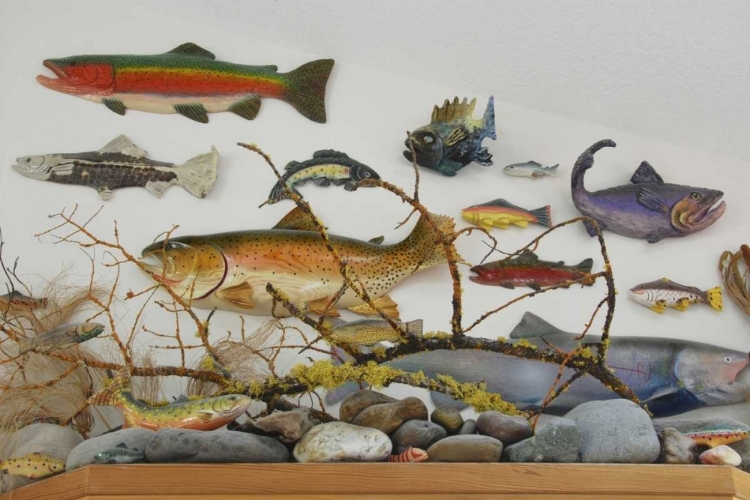 Picture of OR, PORTLAND FISH DISPLAYED ON WALL OF HOME