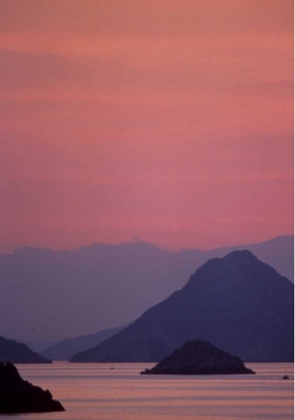 Picture of GREECE, ISLAND OF HYDRA, SMALL ISLANDS AT SUNSET