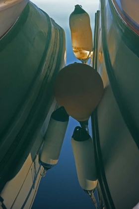 Picture of GREECE, PAROS, NAOUSSA FISHING BOATS AND FLOATS