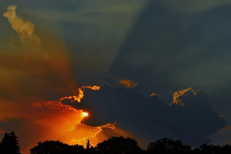 Picture of CANADA, WINNIPEG GOD RAYS AT SUNSET