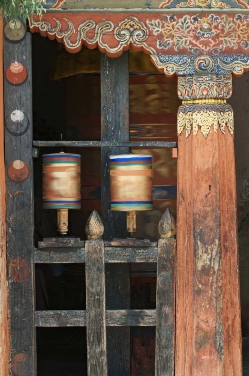 Picture of BHUTAN, BUMTHANG PRAYER WHEEL AT JAMPEY LHAKHANG