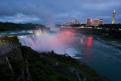 Picture of NY, NIAGARA FALLS LIGHT SHOW AT NIGHT