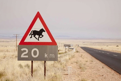 Picture of NAMIBIA, AUS WILD HORSE WARNING SIGN