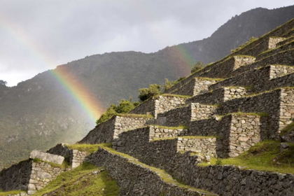 Picture of PERU, MACHU PICCHU RAINBOWS OVER THE TERRACES