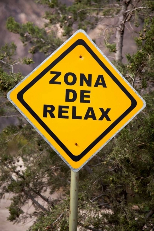 Picture of ARGENTINA, MENDOZA, POTRERILLOS SPA ROAD SIGN