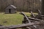 Picture of TN, GREAT SMOKY MTS ABANDONED CABIN AND FENCE