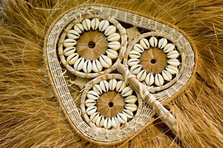 Picture of FIJI, VITI LEVU FAN OF WOVEN GRASS AND SHELLS