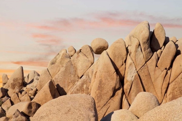 Picture of CA, JOSHUA TREE NP ROCK ATOP BOULDER FORMATION