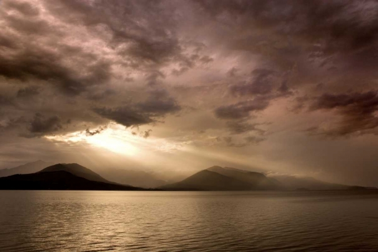 Picture of WA, SEABECK GOD RAYS SHINE THROUGH DARK CLOUDS