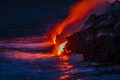 Picture of HI, KILAUEA HOT LAVA FLOWING INTO THE OCEAN