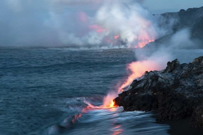 Picture of HI, KILAUEA HOT LAVA FLOWING INTO THE OCEAN