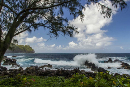 Picture of HI, BIG ISLAND WAVE CRASHING ON SHORE ROCKS